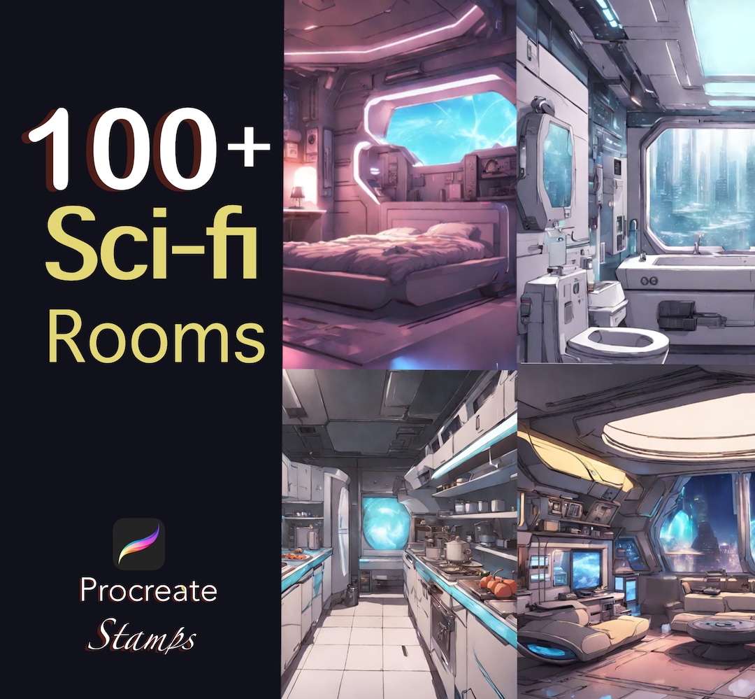 100+ Sci-fi Rooms Procreate Stamps - Bathrooms, Bedrooms, Living Rooms ...