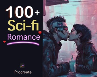 100+ Sci-Fi Romance Procreate Stamps - Kissing, Hugging, Cuddling, Chilling, Dating and MORE!