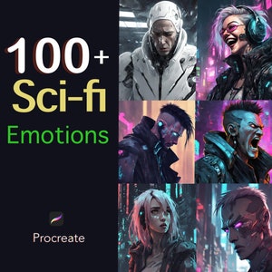 100+ Sci-Fi Emotions Procreate Stamps - Emotional Faces - Sad, Angry, Happy, Scared and MORE!