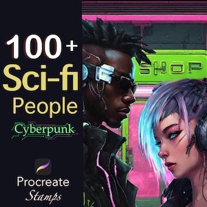 Oltre 100 francobolli di fantascienza cyberpunk procreati: asiatici, bianchi, neri e ispanici