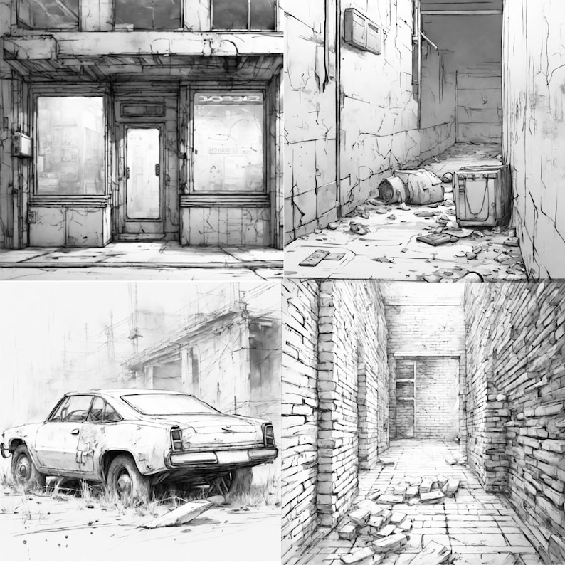 100+ Sci-fi Apocalypse Backgrounds Procreate Stamps - Fallout Shelters ...