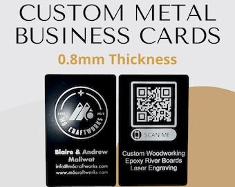 The "Thick One" 0.8mm Personalized Laser Engraved Business Cards, Custom Metal Business Cards, Aluminum Business Cards, Single/Double Sided