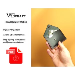 Leather Minimalist  card holder wallet Pattern digital PDF template wallet A4 US Letter size 8.5x11&quot; Easy Leathercraft Tutorial