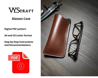 Leather pattern digital glasses case pouch A4 & US Letter size 8.5x11" Pdf holder handcrafted edc accessories minimalist Tutorial