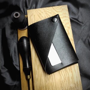 Portafoglio minimalista in pelle, porta carte, portafoglio da uomo, portafoglio sottile e minimale in pelle, portafoglio da donna, portafoglio con tasca frontale