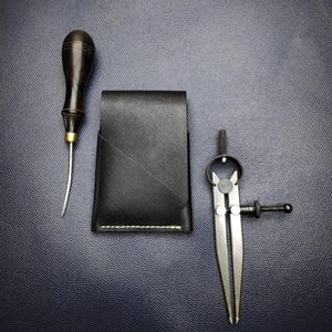 Cartera de cuero minimalista Tarjetero, cartera delgada, cartera para hombre, cartera para mujer, hecha a mano y cosida a mano, cartera de cuero pequeña minimalista
