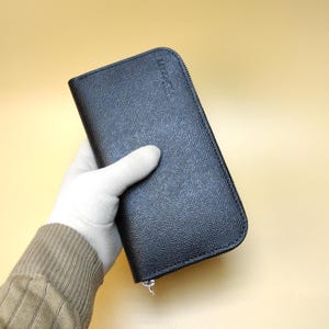 Cartera larga de cuero minimalista / cartera de cuero / cartera larga / cartera personalizada / cartera con cremallera / regalo para papá