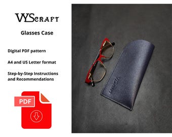 Mönster för glasögonfodral i läder, enkelt fodral (PDF-mönster)
