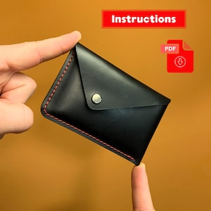 DIY template cardholder wallet craft A4 & US Letter size 8.5x11" Pdf slim handcrafted leather works minimalist card holder Tutorial
