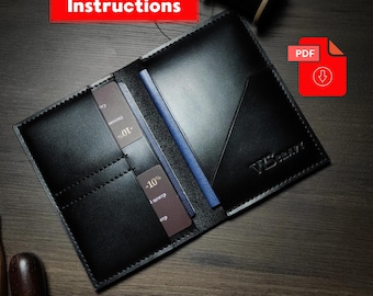 DIY template leather passport holder craft A4 & US Letter size 8.5x11" Pdf cover handcrafted edc works leathercraft pattern Tutorial