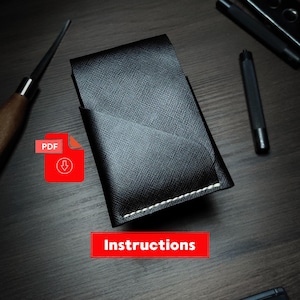 Leather edc pattern cardholder wallet men craft diy template A4 US Letter size 8.5x11" Pdf handcrafted works goods purse Tutorial