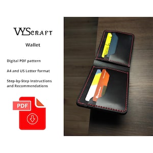 PDF wallet pattern, leather wallet template, bifold wallet pattern, minimalist wallet design, sewing pattern, DIY wallet, slim wallet