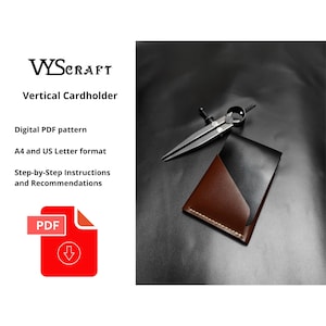 Porta-cartões de couro minimalista Padrão digital PDF modelo carteira A4 US Letter tamanho 8,5x11" Tutorial fácil de couro