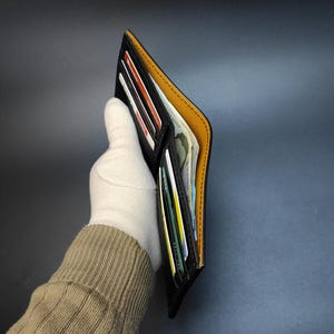 Cartera plegable de cuero de calidad / Cartera hecha a mano de cuero auténtico / Regalo para él / Aniversario, padrinos de boda, cumpleaños