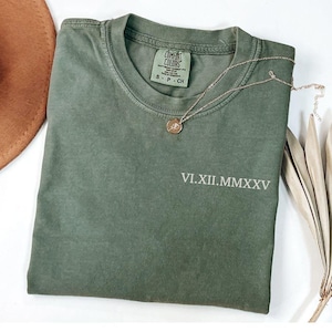 Personalized Roman Numeral T-shirt, Comfort Colors® Custom Anniversary Date Shirt, Matching Couples Outfit, Honeymoon Shirt, Wedding Tee