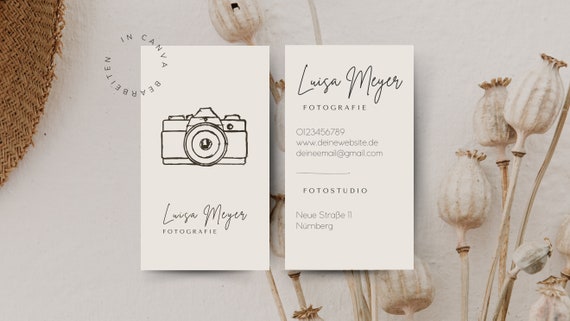 Vorlage Visitenkarte für Fotografen | Canva-Vorlage | Visitenkartenvorlage | Hochzeitsfotograf Boho | Digitaler Download | Canva Template