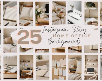 25 Instagram Story Backgrounds | Digital Download | Beige Instagram Story Backgrounds | Minimal Beige Wallpaper | Home Office Stock Photos