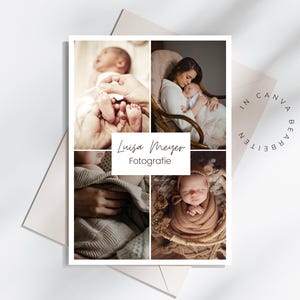 Newborn Photoshoot Flyer Template | Canva Template for Photographers | Design Your Own A6 Flyer | Template for Family Photography and Baby Photos