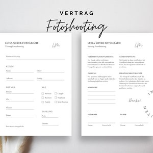 Contrato de sesión de fotos | Plantilla de Canva | Contrato de muestra para fotógrafos | Fotógrafo de bodas | Sesión de fotos | Fotógrafos de plantillas de Canva