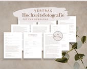 Vertrag Hochzeitsreportage | PDF zum download | Hochzeitsfotografie Mustervertrag | Vertragsvorlage Fotograf | Hochzeitsfotograf Vorlage