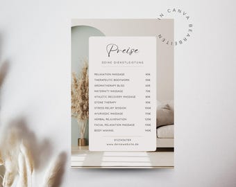 Vorlage Preisliste für Selbstständige | Canva Vorlage | Preislistenvorlage | Preisliste selbst bearbeiten | Unternehmer | price list