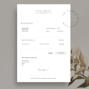 PDF invoice template for small businesses - Sample template for the self-employed & freelancers | Canva template | Create your own invoice