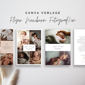Flyer template photographer boho | Canva template | Sample template photographer | Flyer template | Newborn photography | Flyer set photo studio