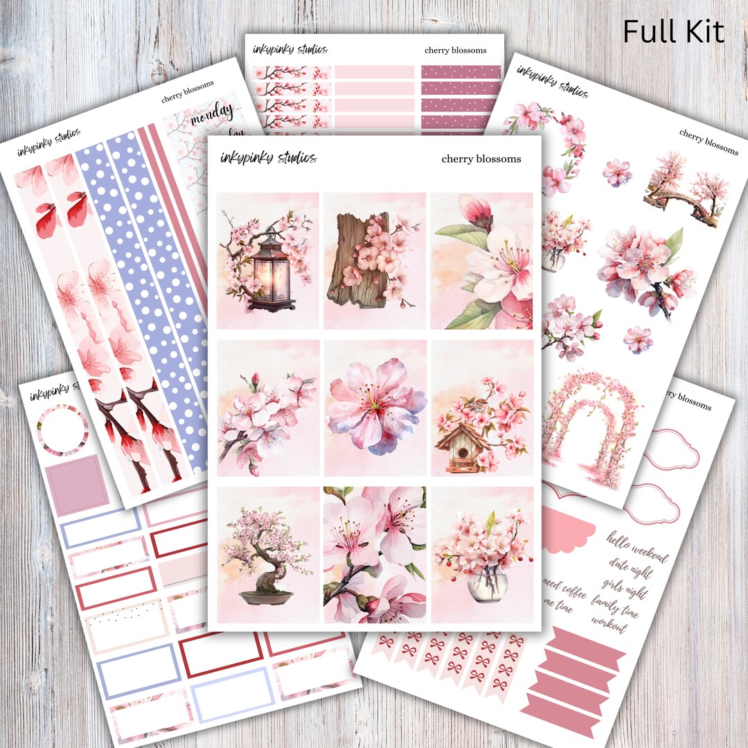 Weekly Vertical Planner Sticker Kit | Cherry Blossoms - Etsy