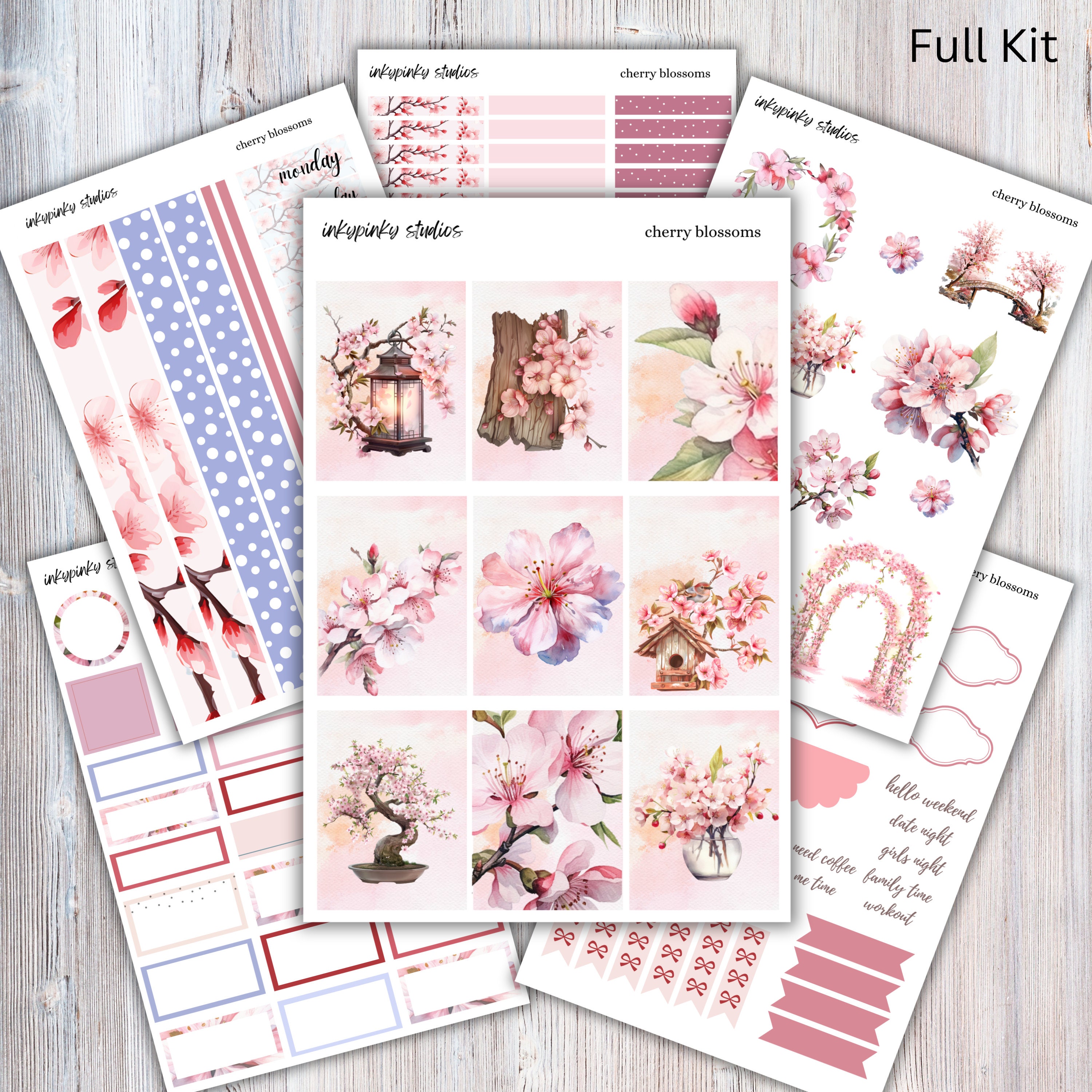 Weekly Vertical Planner Sticker Kit | Cherry Blossoms - Etsy