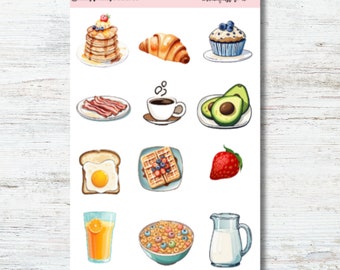 Breakfast Food Sticker Sheet: Handmade Planner Stickers