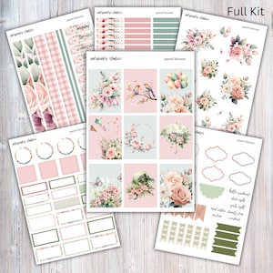 Weekly Vertical Planner Sticker Kit | Pastel Blooms