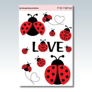 Ladybugs Sticker Sheet: Handmade Planner Stickers