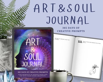 365 Art Journal Prompts per la terapia creativa, diario di spunti di arte digitale, spunti di disegno giornalieri per la terapia espressiva, schede di lavoro di arteterapia