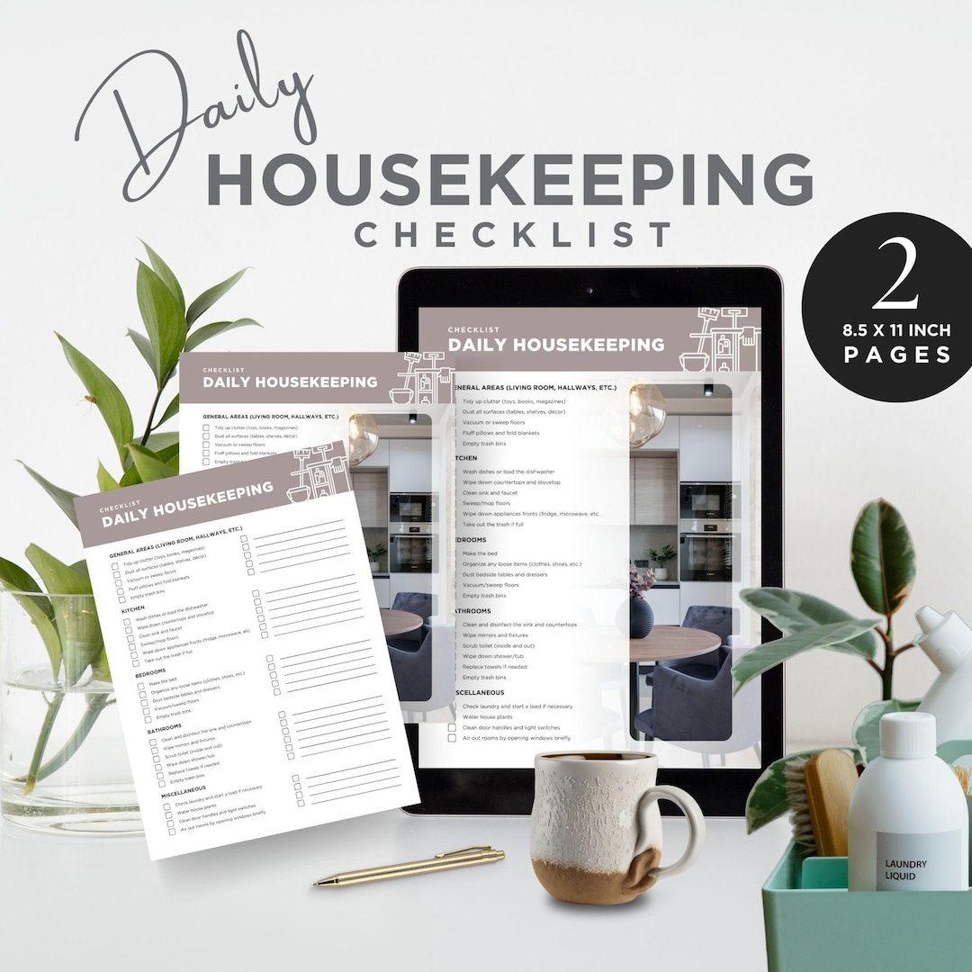 Printable Daily Housekeeping Checklist, Airbnb Cleaning List, House ...