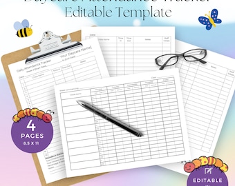 Daycare Attendance Tracker, Child Sign in Sheet Printable, Childcare Daily Sign in Sign out Log, Weekly Attendance Record, Sign in Templates