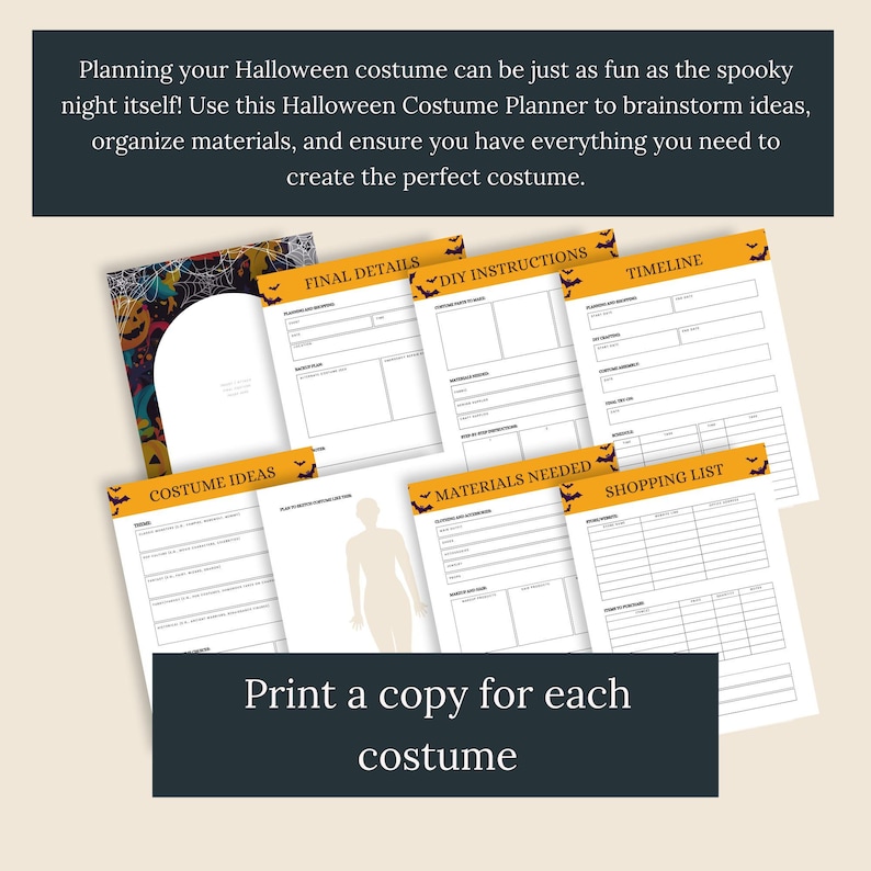 Printable Halloween Costume Planner, Family Costumes Designer, Kids ...