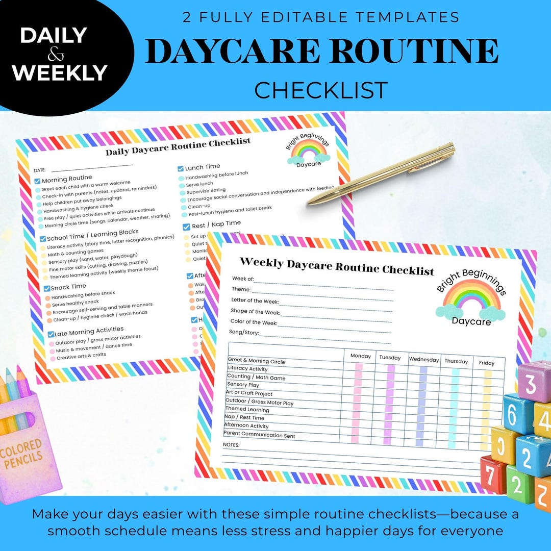 Nursery Routine Sample Daycare Schedule Template, Childcare Weekly Routine Checklist, Editable ...