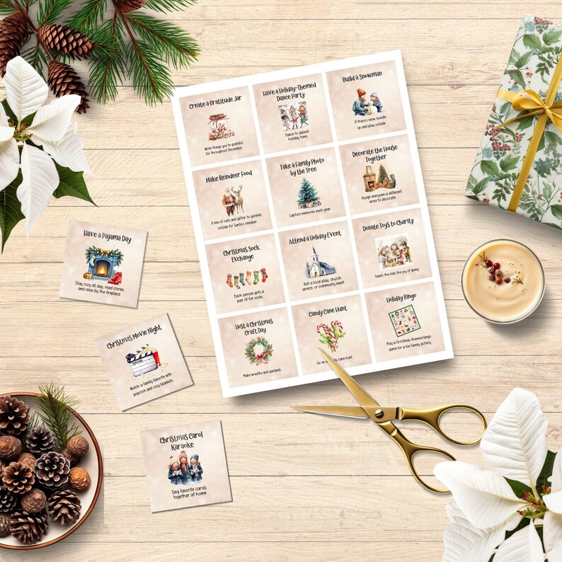 Printable Advent Activity Cards for Kids, DIY Christmas Advent Calendar ...