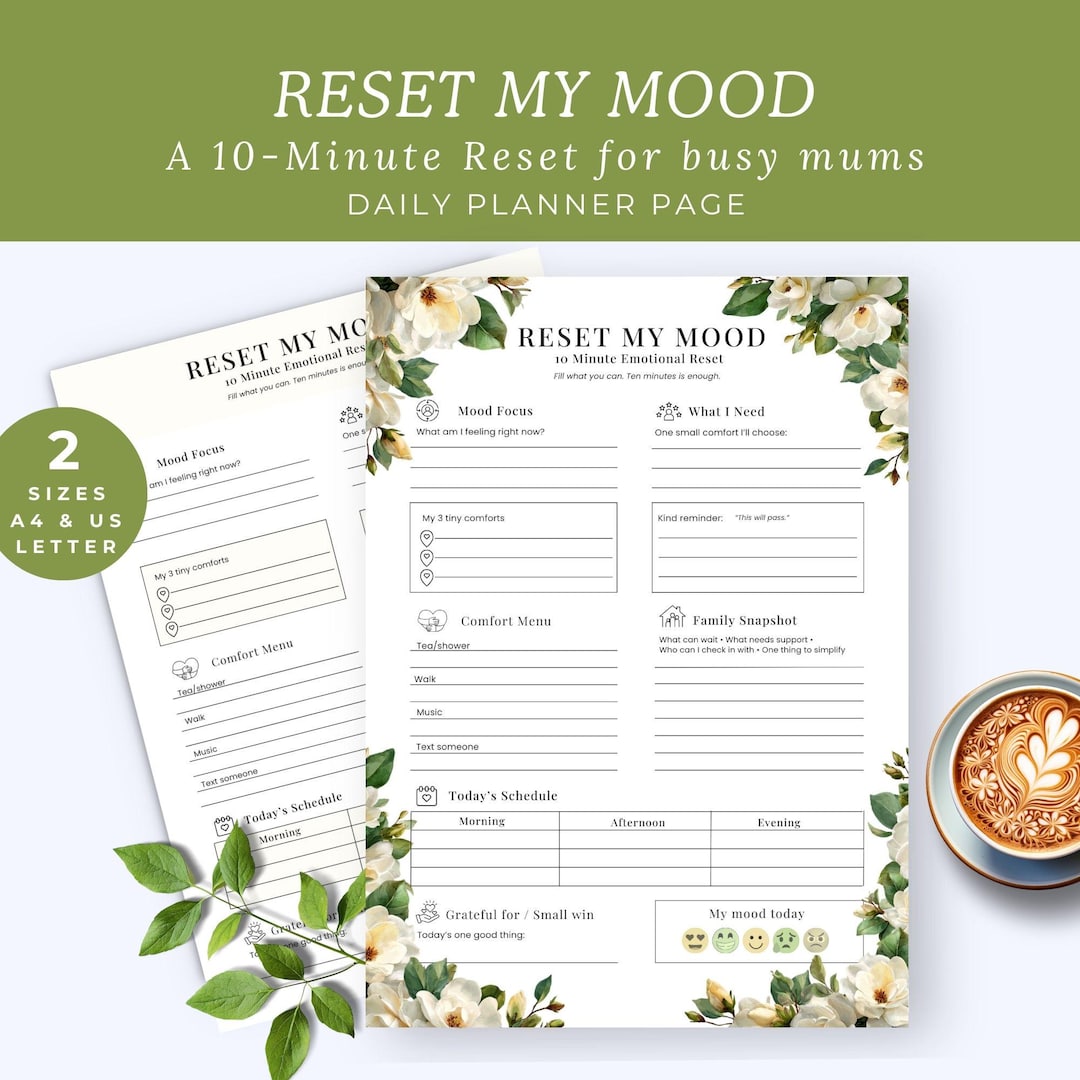 Reset My Mood Printable PDF, Emotional Reset Worksheet, Self Care ...