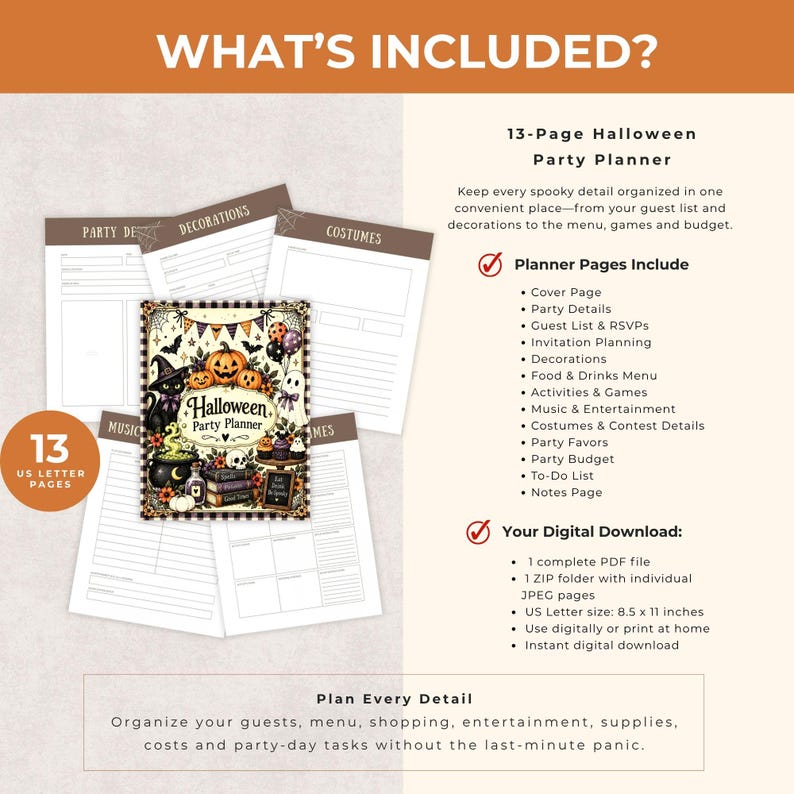 Halloween Party Planner Printable for Spooky Event Organisation Inc ...