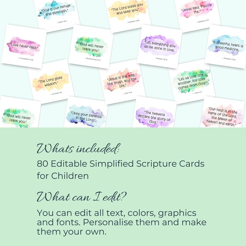 Editable Scripture Memory Card for Children, Simple Bible Verse ...