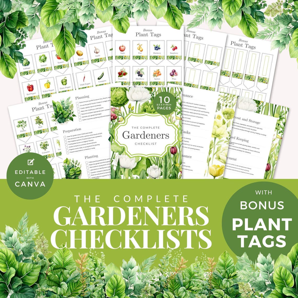 Gardening Roster Printable Gardeners Checklist & Bonus Plant Labels, Editable Garden ...