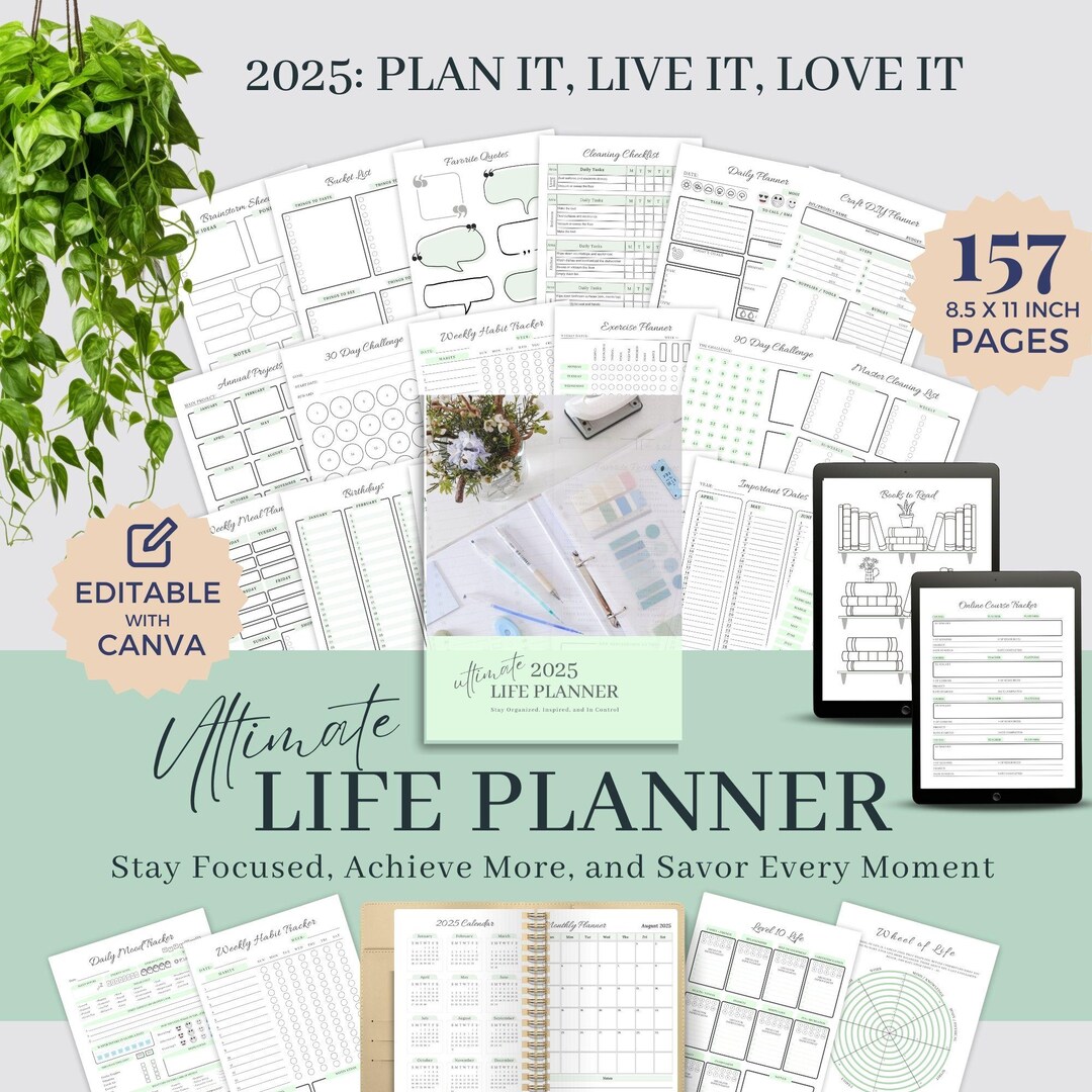 Ultimate Life Editor Planner Bundle, Household Organizer, 2025 Agenda ...