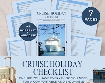 Druckbare Cruise Pack Checklist, Familien-Kreuzfahrtschiff-Reise-Packliste, Geschenk für Flitterwochen, Geburtstag, Alaska-Kreuzfahrt oder 1. Zeit-Kreuzer