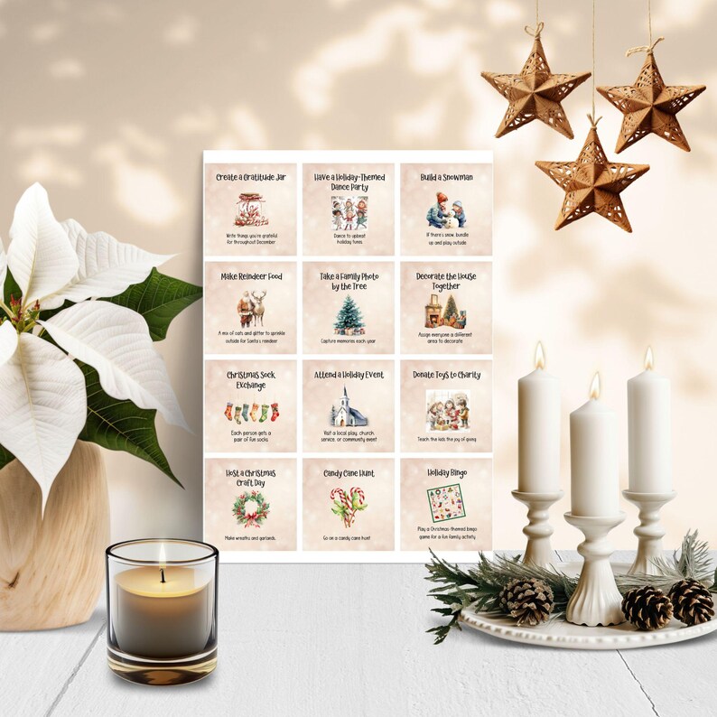 Printable Advent Activity Cards for Kids, DIY Christmas Advent Calendar ...