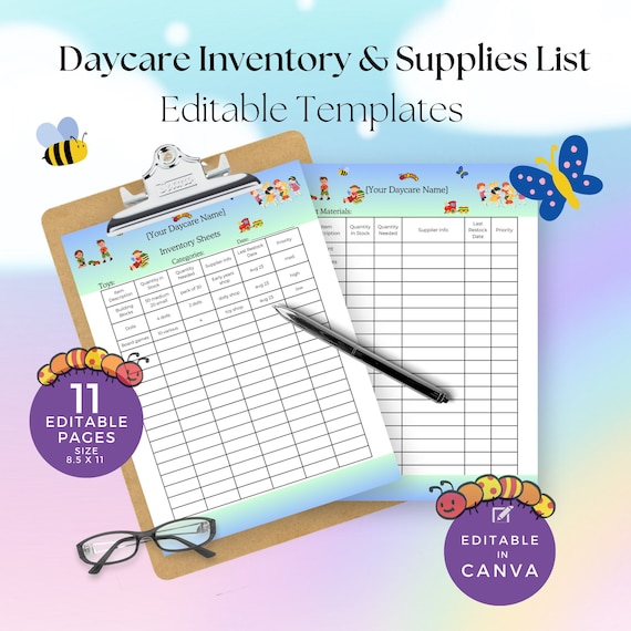 Daycare Essentials, Inventory Tracker Sheets & Supply Lists, Daycare Business, Start a Daycare Business, Home Daycare, Baby Essentials List
