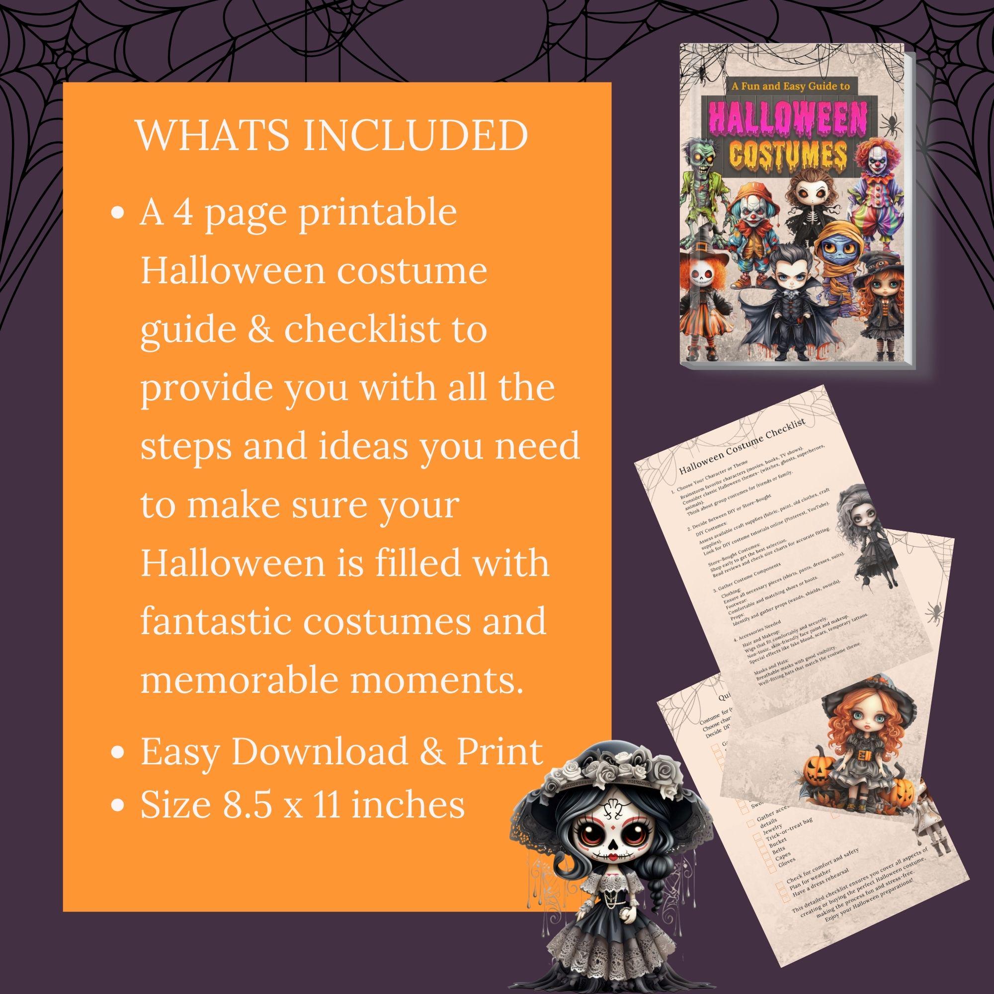 Complete Halloween Costume Guide and Checklist Printable, DIY Halloween ...