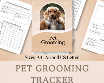 Pet Grooming Tracker, Grooming Schedule & Checklists, Professional Grooming Appointments Log, Dog Grooming Record, Cat Grooming Tracker