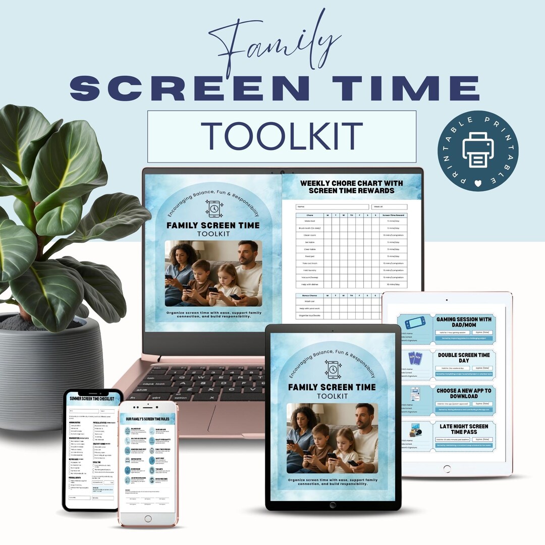 Printable Kids Screen Time Trackers, Schedules, Chore Charts, Rules ...