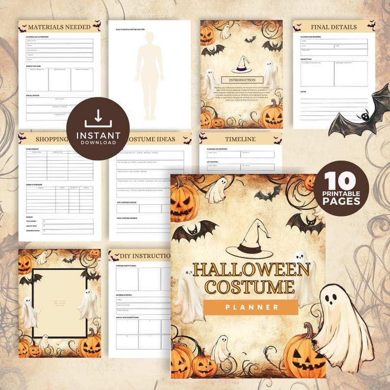 Printable Halloween Costume Planner, Family DIY Outfit Designer, Kids ...